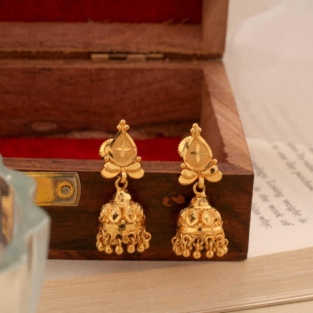 Traditional Gold Plated Plain Matt Jhumkas