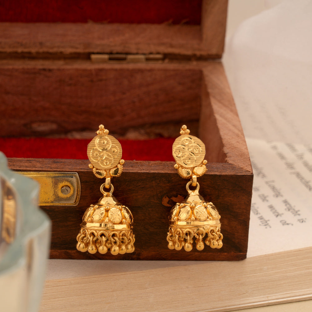 Traditional Gold Plated Coin Top Jhumkas