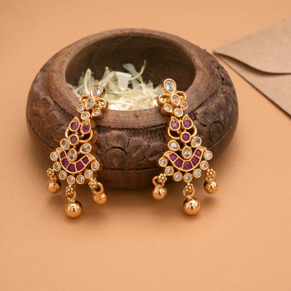 Vintage Pink and White Stone Earrings