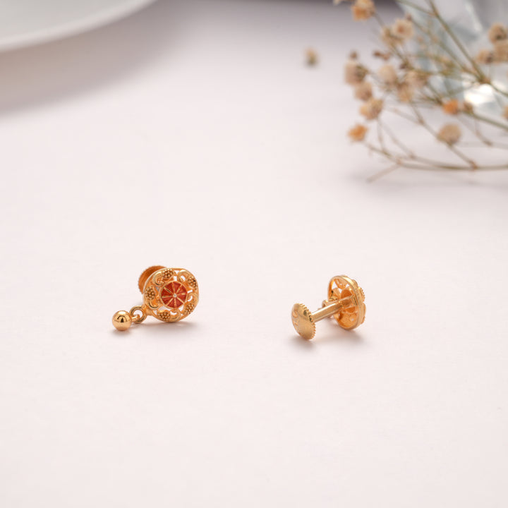 Stylish Sun Burst Golden Drops Stud