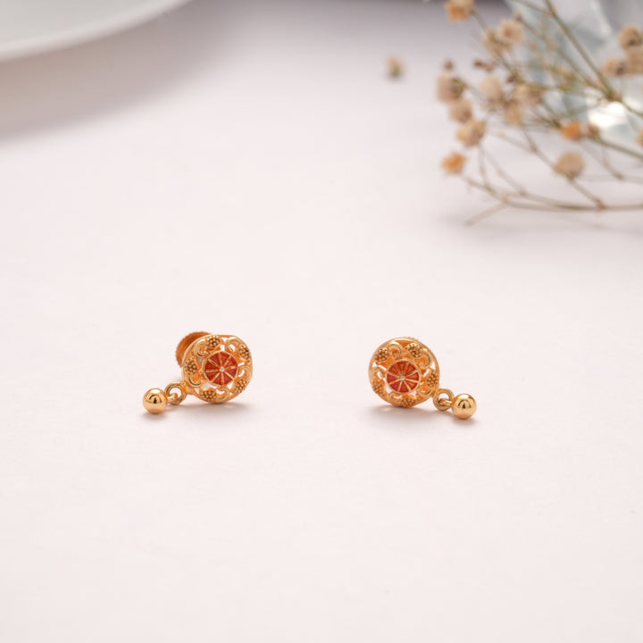Stylish Sun Burst Golden Drops Stud