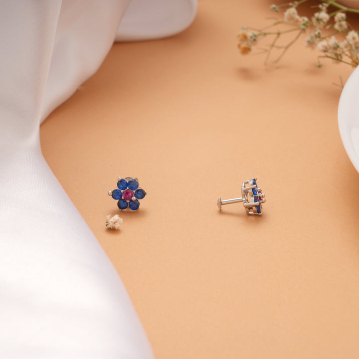 Ethnic Blue Stone Silver Stud