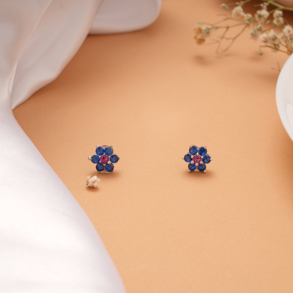 Ethnic Blue Stone Silver Stud