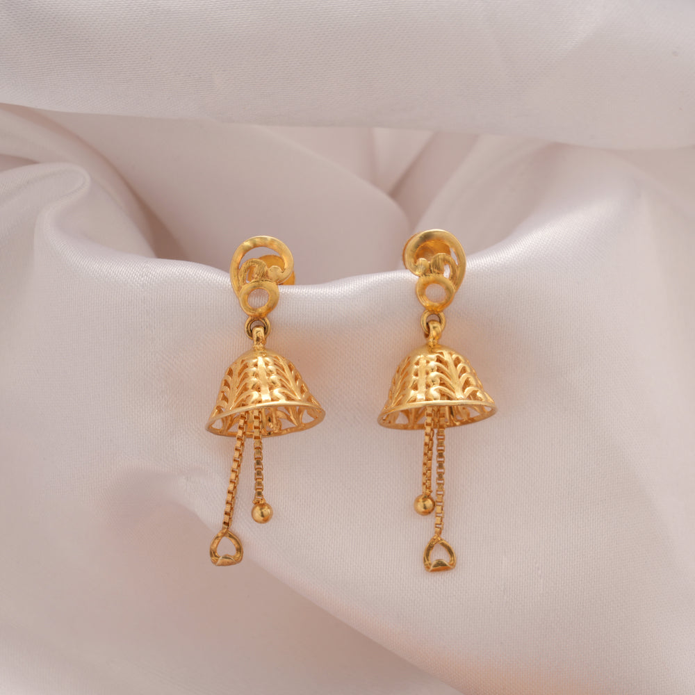 Stylish Floral Design Golden Drops Jhumka