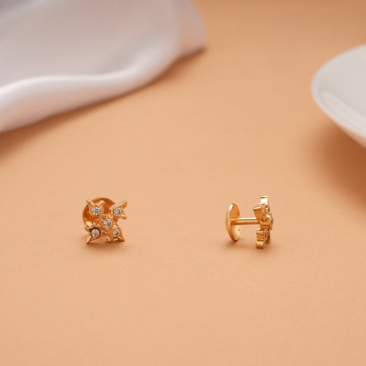 Elegant Tiny Golden Floral Studs