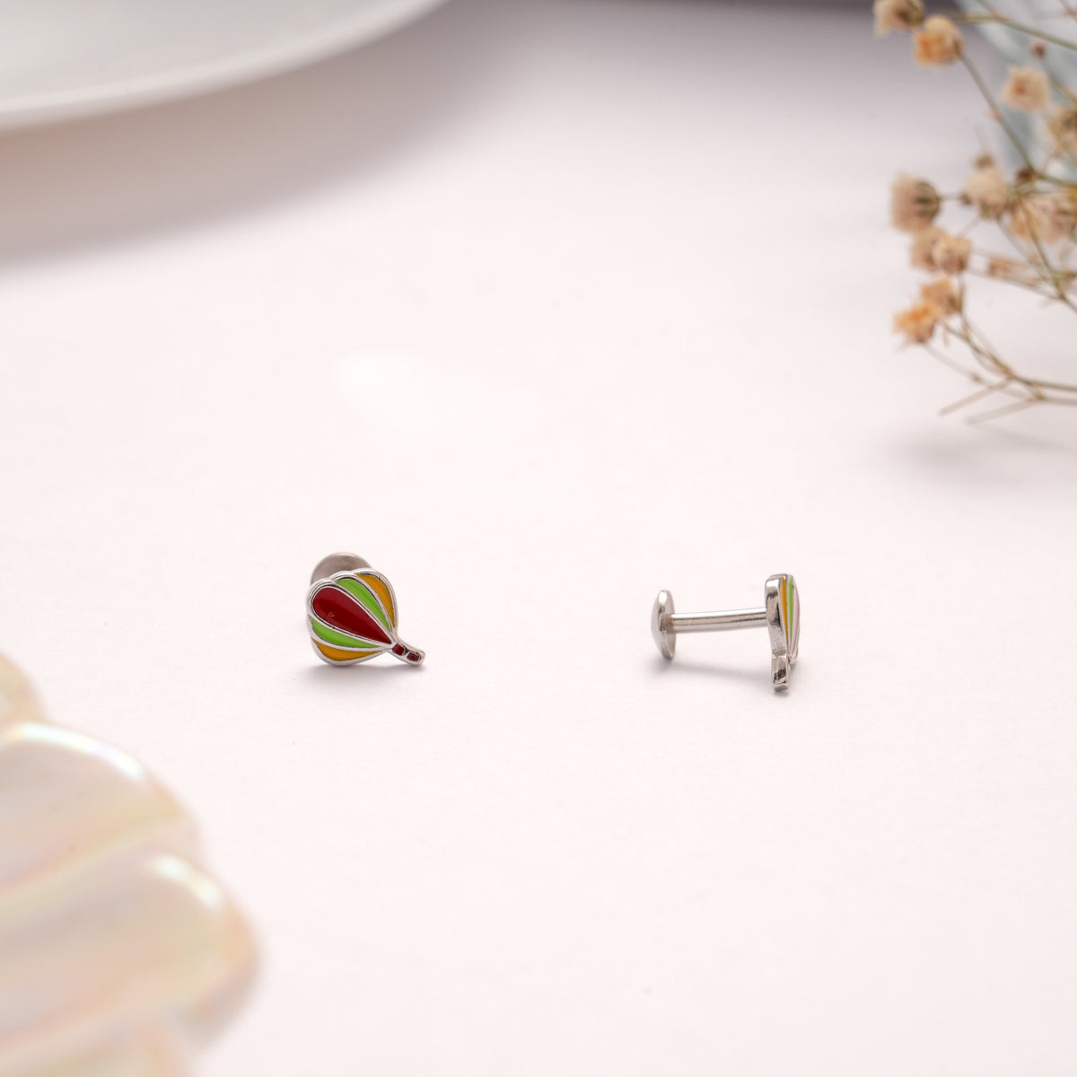 Rainbow Parachute Color Silver Stud