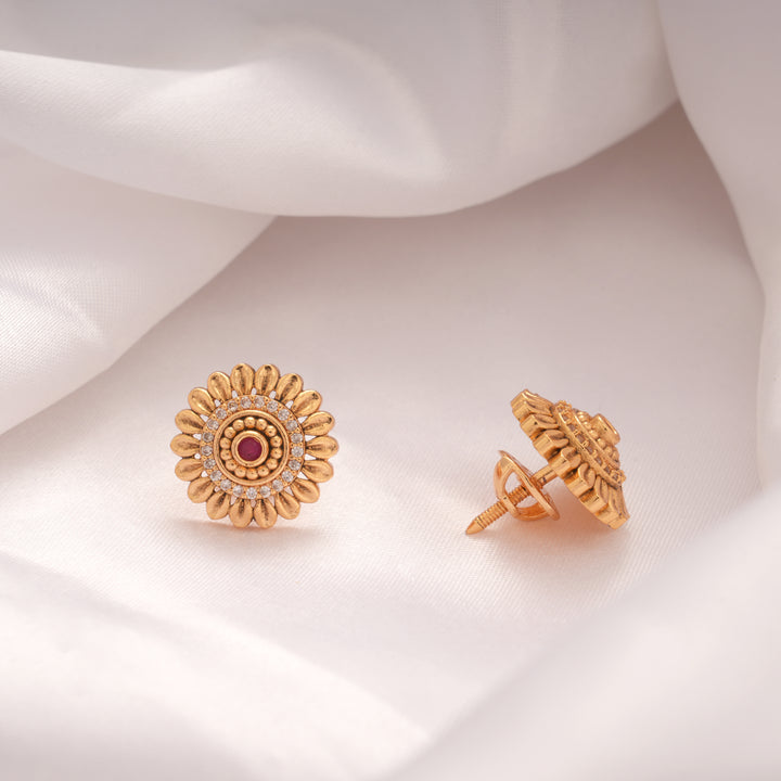 Sunflower Ruby Stud Golden Stud