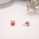 Cute Rose Gold Silver Teddy Bear Stud