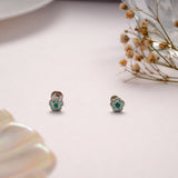 Dual Green Enamel Silver Stud