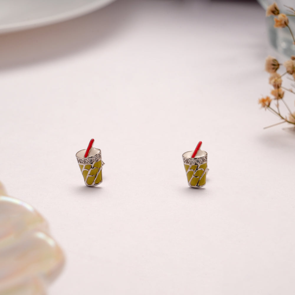 Fun Silver Milkshake Cup Stud