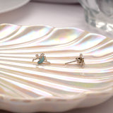 Vibrant Blue Enamel Dancing Girl Silver Stud