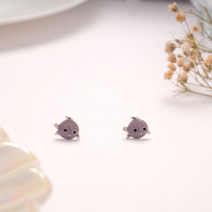 Bubbly Purple Enamel Fish Silver Stud