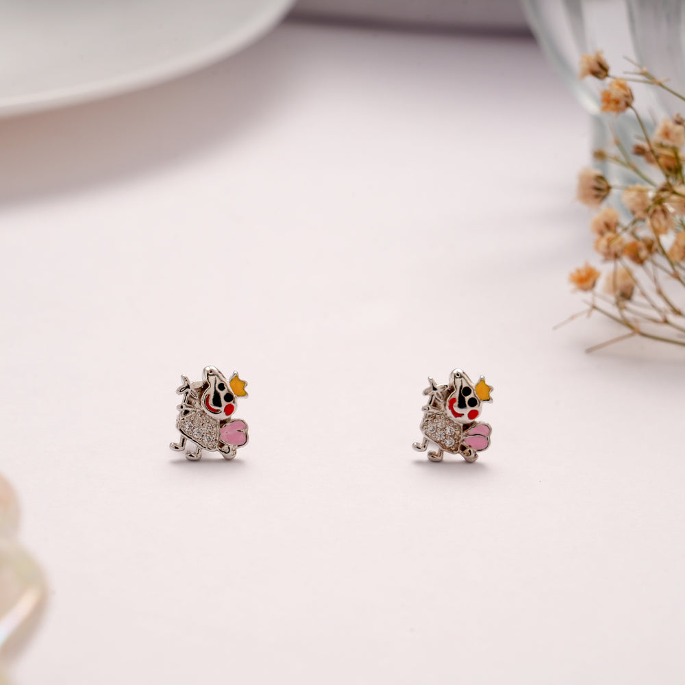 Colorful Clown Silver Design Stud