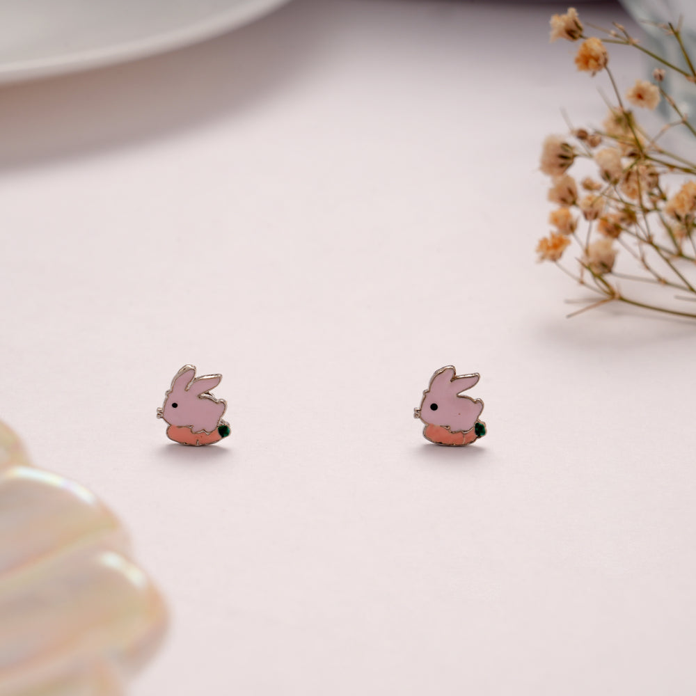 Cute Pink Bunny Rabbit Stud