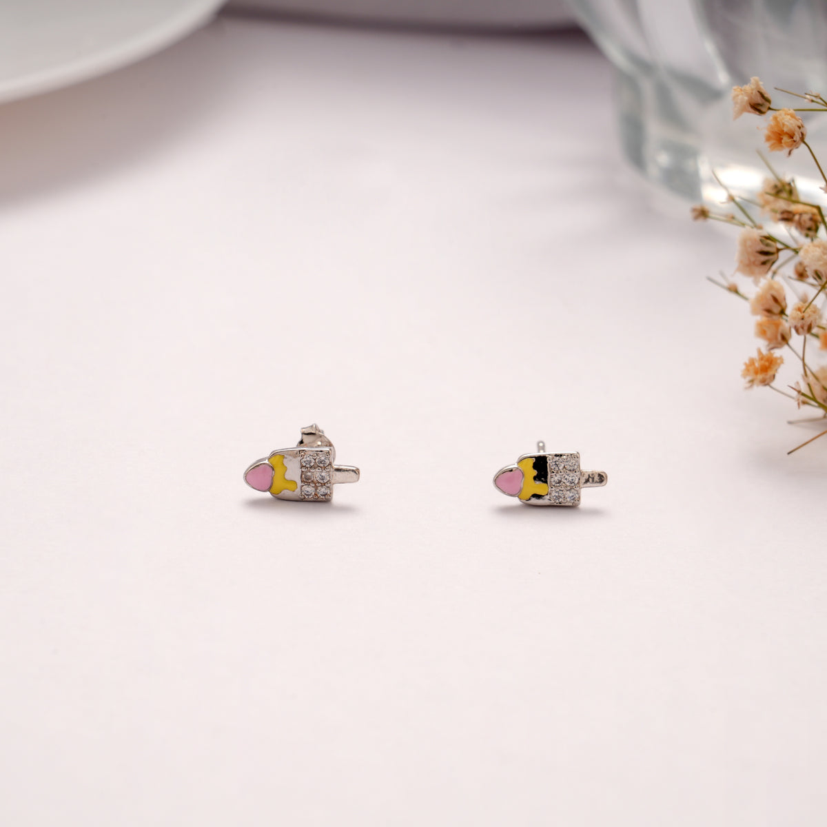 Colourful Silver Popsicle Enamel Stud