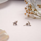 Tiny Silver Dancing Girl Enamel Stud