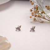 Tiny Silver Dancing Girl Enamel Stud