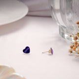 Romantic Silver Purple Enamel Heart Stud