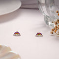 Vibrant Colour Enamel Rainbow Design Silver Stud