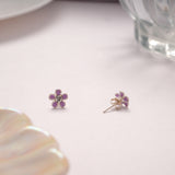 Purple Lilly Blossom Silver Stud