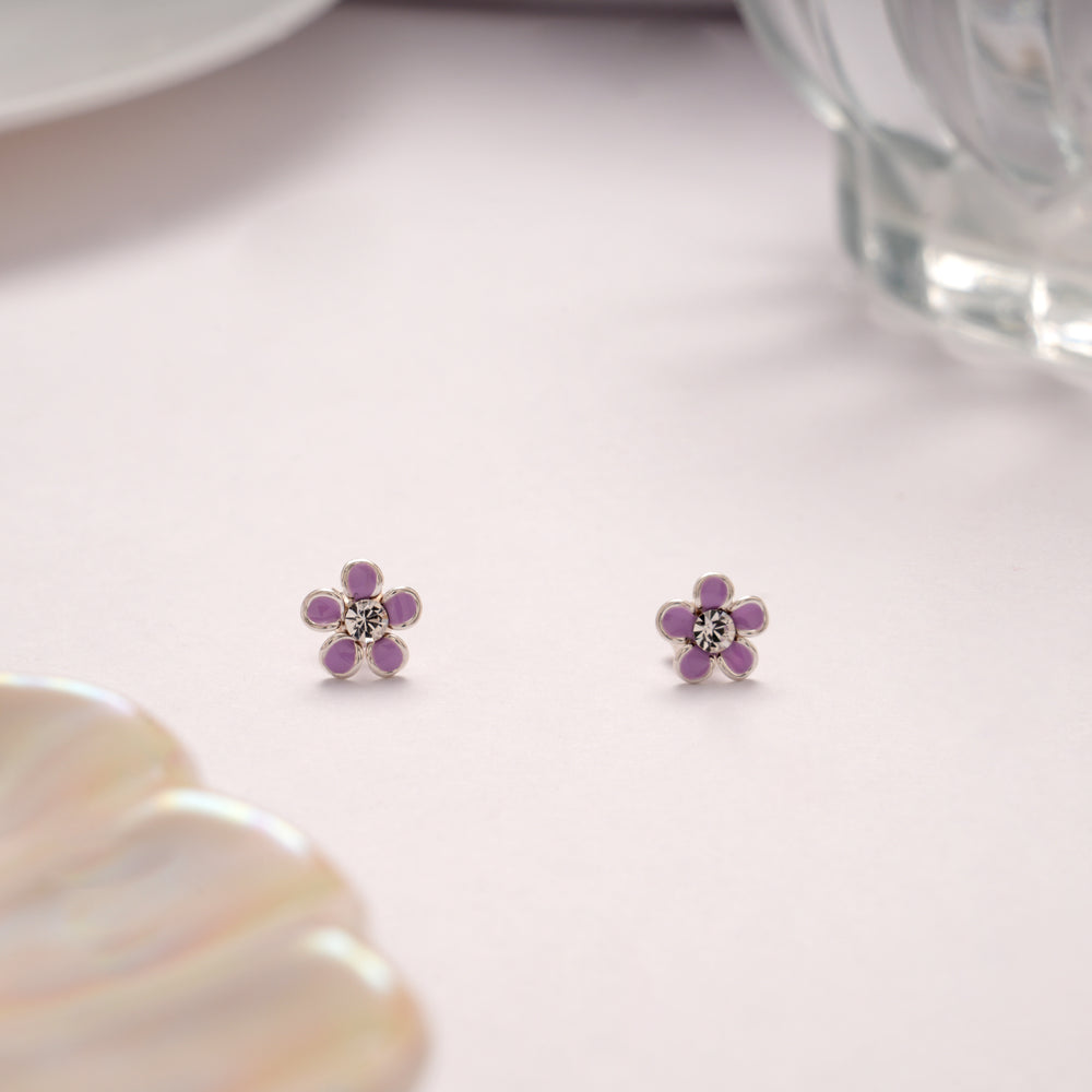 Purple Lilly Blossom Silver Stud