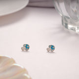 Blue Mushroom Enamel Silver Stud