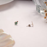 Tiny Silver Christmas Tree Stud