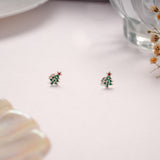 Tiny Silver Christmas Tree Stud
