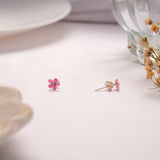 Pink Lilly Blossom Silver Stud