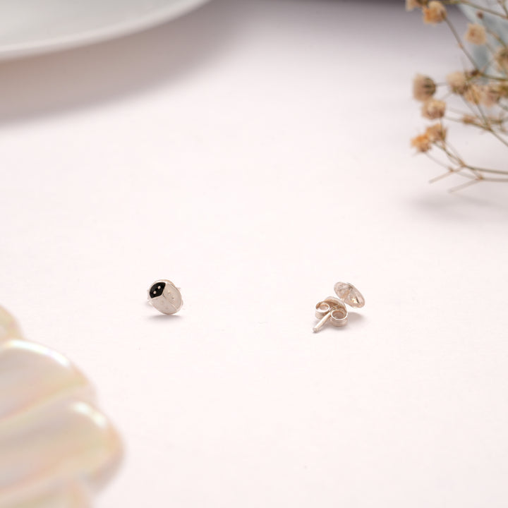 Colour Lady Bug Silver Stud