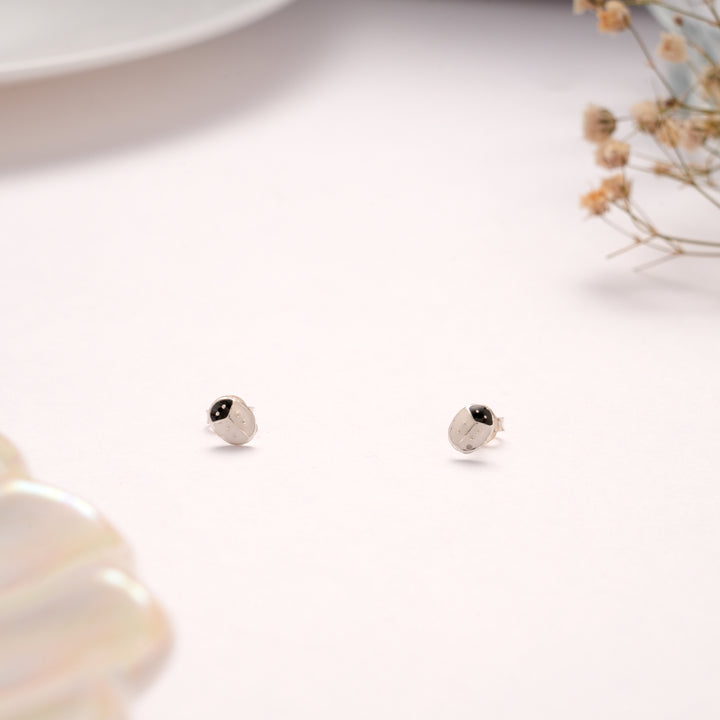 Colour Lady Bug Silver Stud