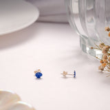 Tiny Blue Seashell Silver Stud