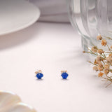 Tiny Blue Seashell Silver Stud