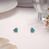 Sparkling Blue Enamel Heart Silver Stud