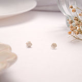 Glittering White Seashell Silver Stud