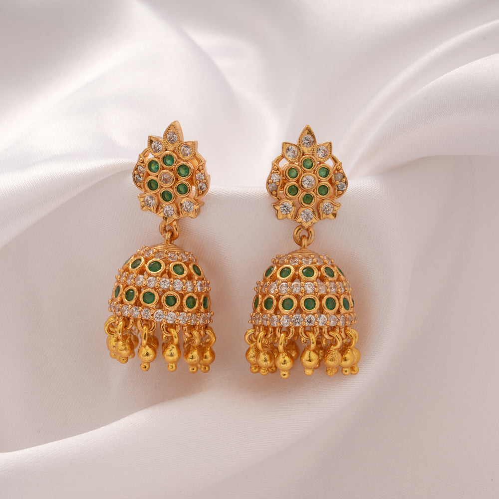 Heritage Dual Color Stone Golden Jhumka