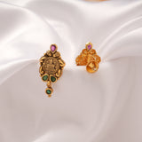 Antique Pink with Green Stone Lakshmi Golden Earring
