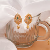 Teardrop Emerald Stone Swarovski Golden Drops Earring