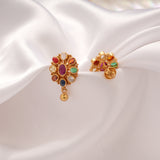 Regal Multi Stone Golden Drops Earring