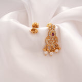 Royal Ruby Pearl Hanging Golden Earring