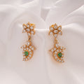 Modern White Stone Mango Drops Golden Earring