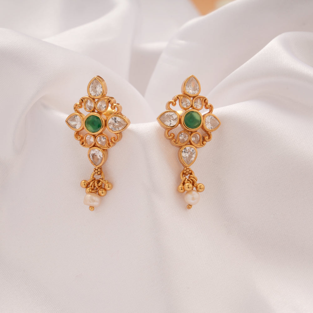 Premium Design Stone Golden Earring