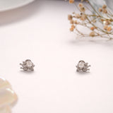 Fancy Pearl Design Stone Silver Stud