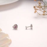 Dual Heart Layer Design Stone Silver Stud