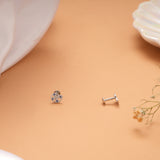 Simple Blue Stone Twisted Silver Stud