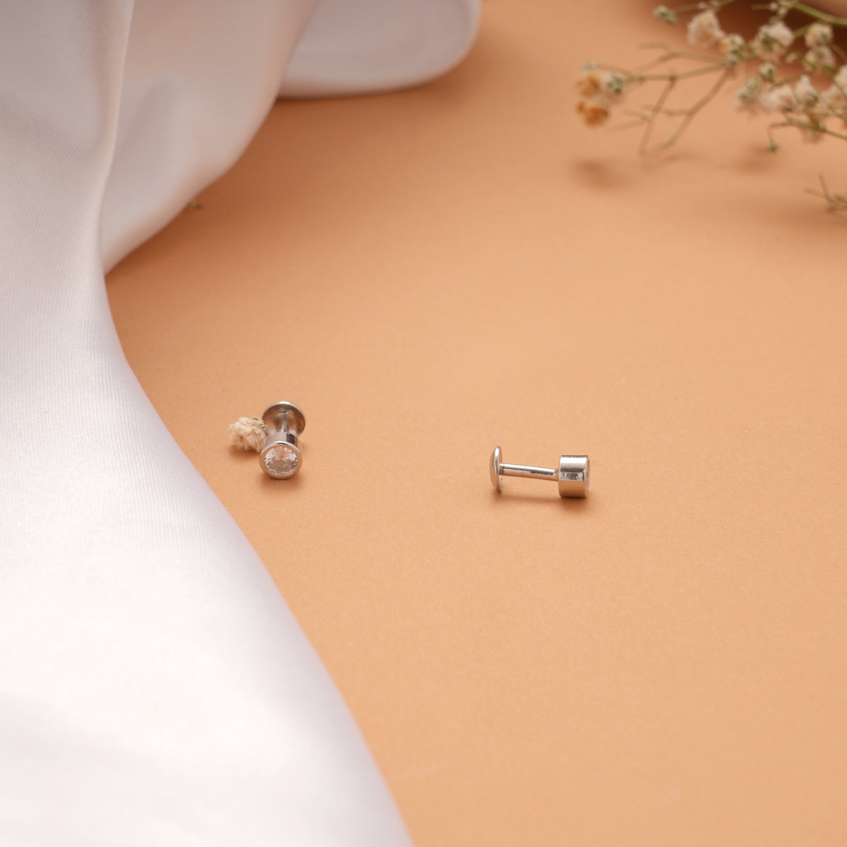Single Cubic Stone Silver Stud