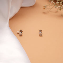 Single Cubic Stone Silver Stud