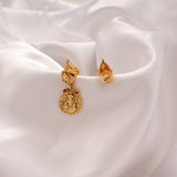 Beautiful Peacock Coin Lakshmi Drops Golden Earring