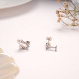 Chic Silver Curved Pearl Stud