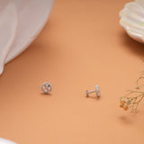 Fancy Fan Design Silver Stud